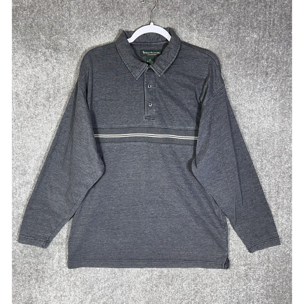 Bert Pulitzer Collectors Edition Long Sleeve Polo Shirt Mens Size XL Gray‎